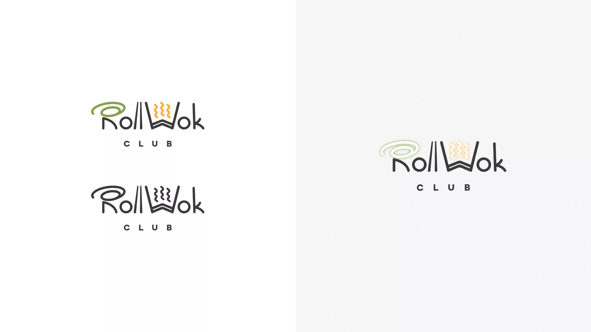 Разработка логотипа и фирменного стиля суши-бара «Roll Wok Club» в Южно-Сахалинске